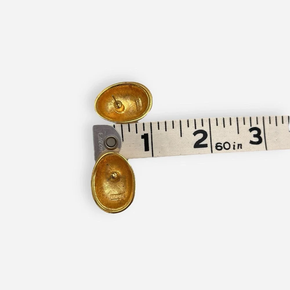 Vintage Napier Gold Tone Rope‎ Basket Weave Post Earrings Oval